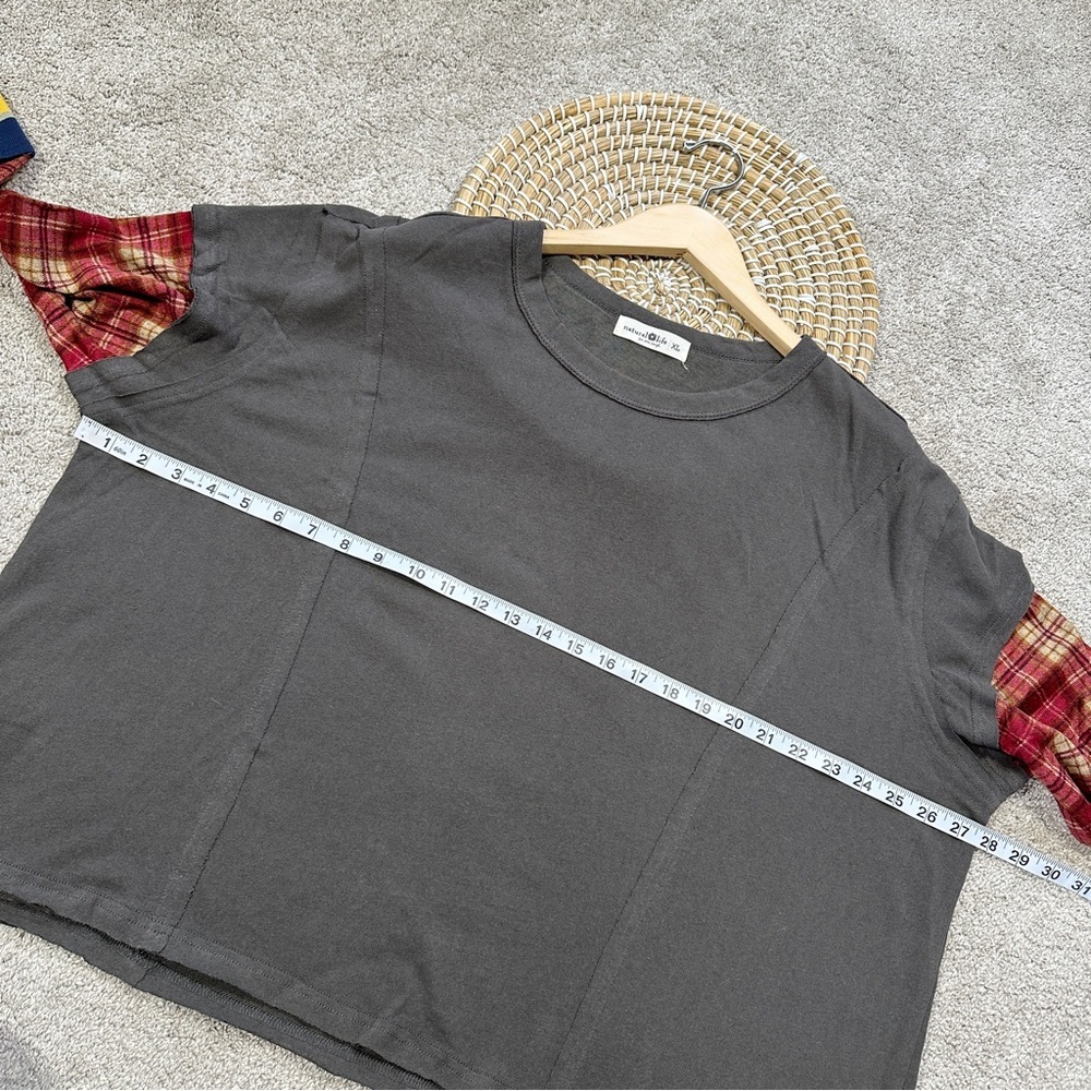 SOLD | Natural Life Penny Layered Knee Tee Top Longsleeve Boho in Charcoal Multi - Picture 11 of 14